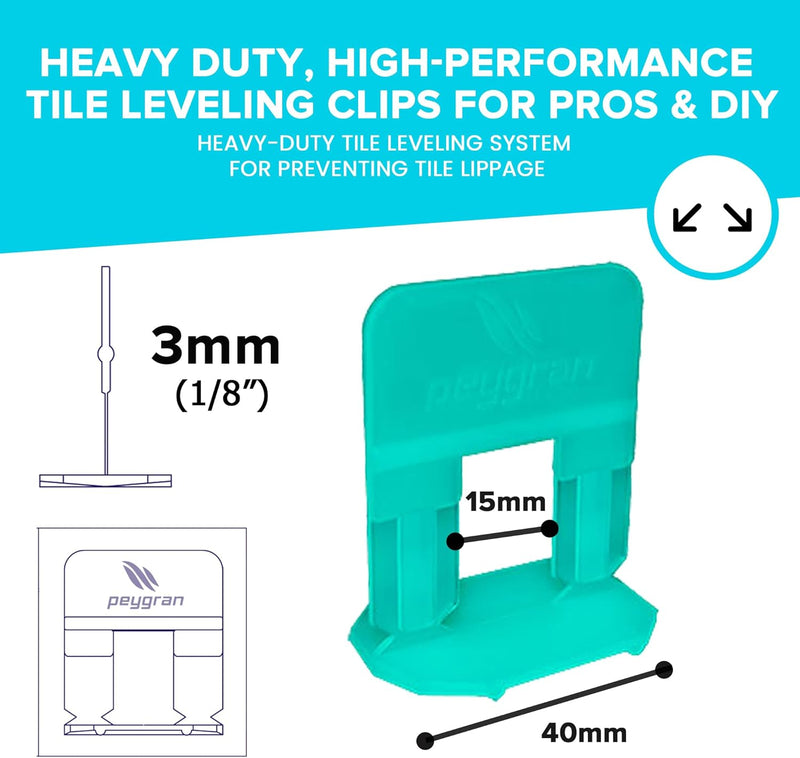 Peygran Tile Leveling System 1/8 (3MM): 300 Clips